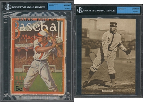 1915 Baseball Magazine Park Edition Magazine and Walter Johnson Insert BGS-Assessed Pair (2 Different)
